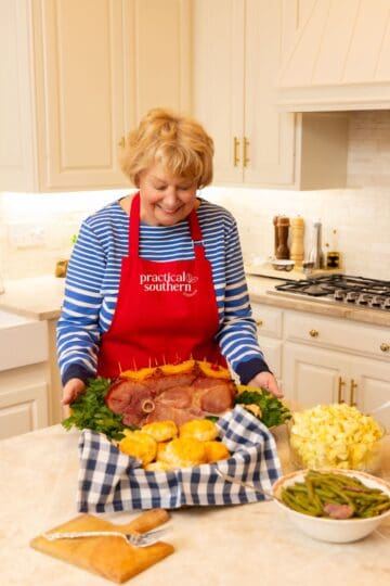 sharon with apron on